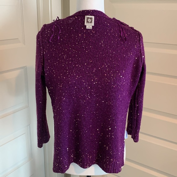 ANNE KLEIN Women’s Purple Sweater with Gold Sequins - Picture 9 of 11
